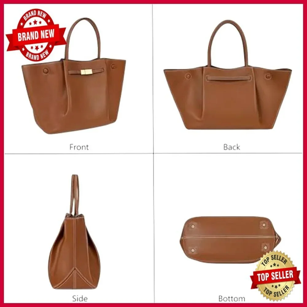 Large Vegan Leather Tote Bag Top Handle Shoulder Purse Daily Use
